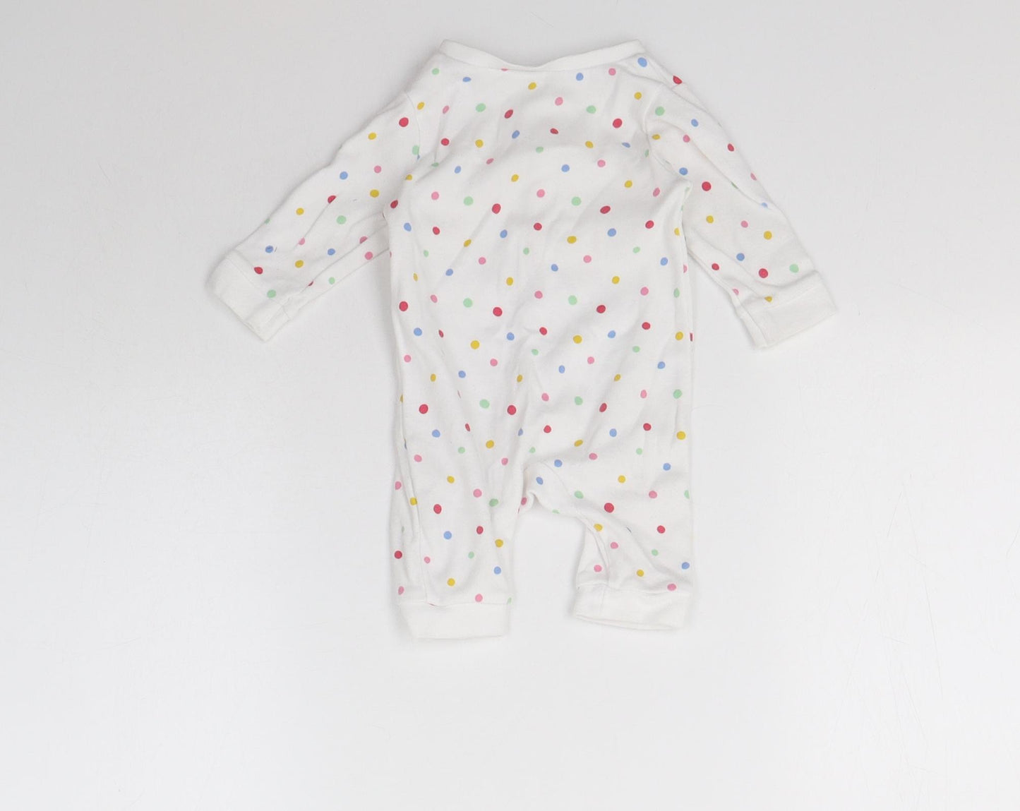 George Baby White Polka Dot Cotton Babygrow One-Piece Size 0-3 Months