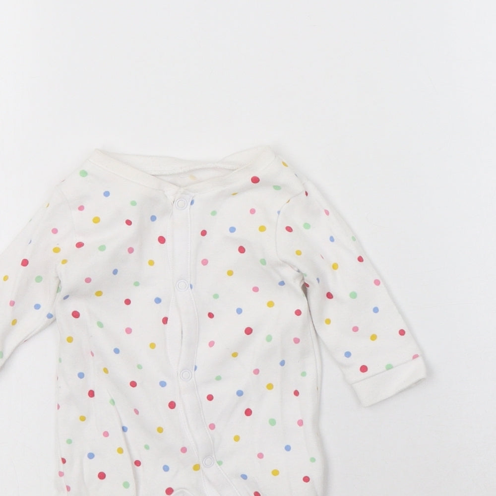 George Baby White Polka Dot Cotton Babygrow One-Piece Size 0-3 Months