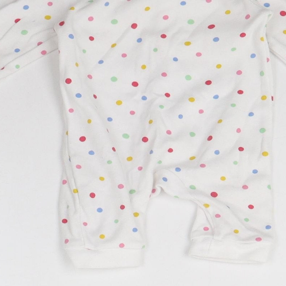 George Baby White Polka Dot Cotton Babygrow One-Piece Size 0-3 Months