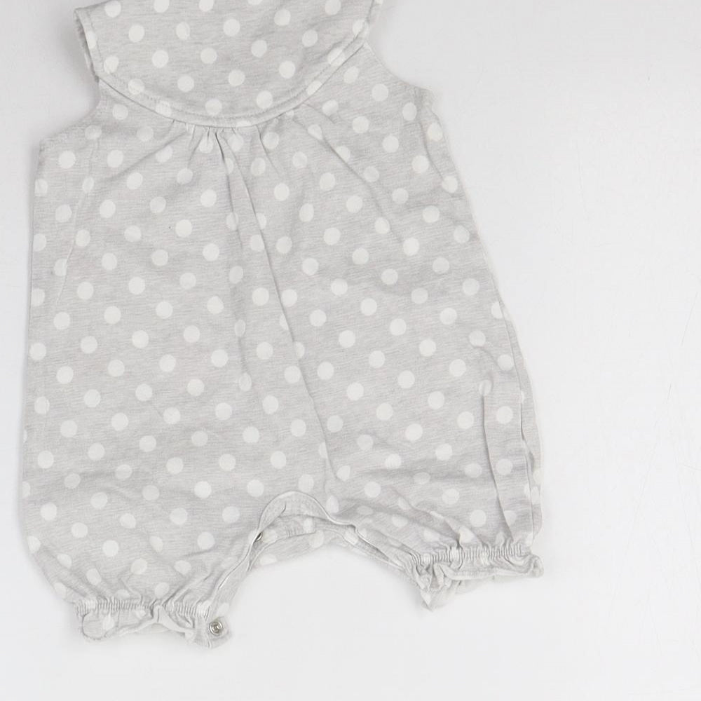 George Girls Grey Polka Dot Cotton Babygrow One-Piece Size 0-3 Months