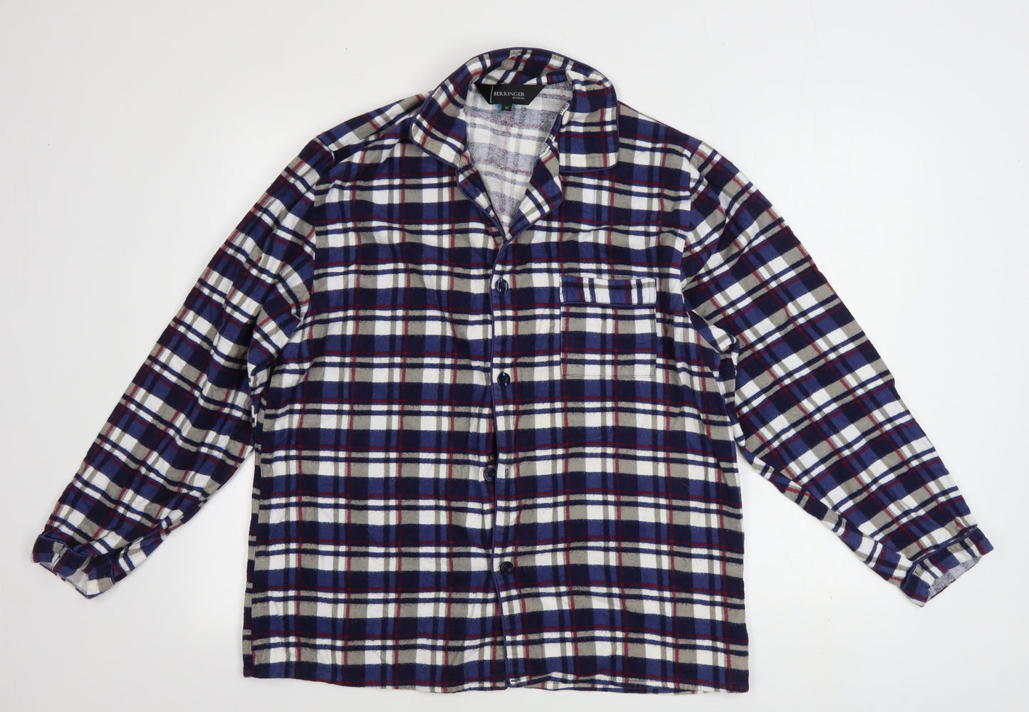 BERRINGER  Mens Blue Check Cotton  Pyjama Top Size M  Button