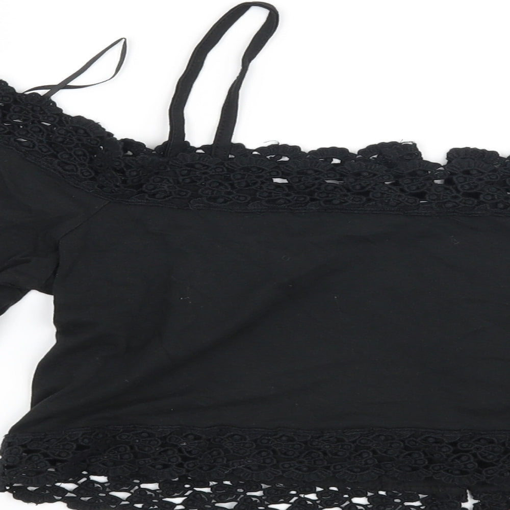Select Womens Black Floral  Basic Blouse Size 6