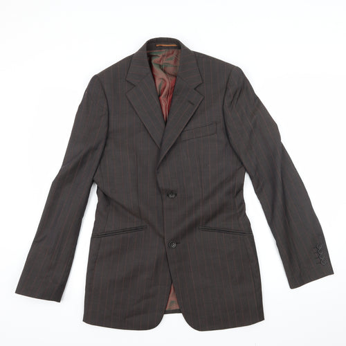 Topman Mens Brown Striped  Jacket Suit Jacket Size 36