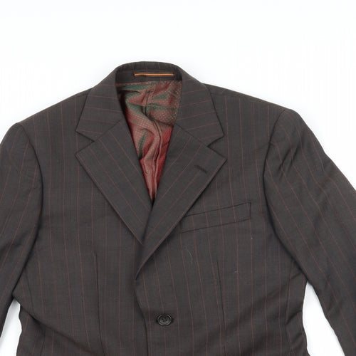 Topman Mens Brown Striped  Jacket Suit Jacket Size 36
