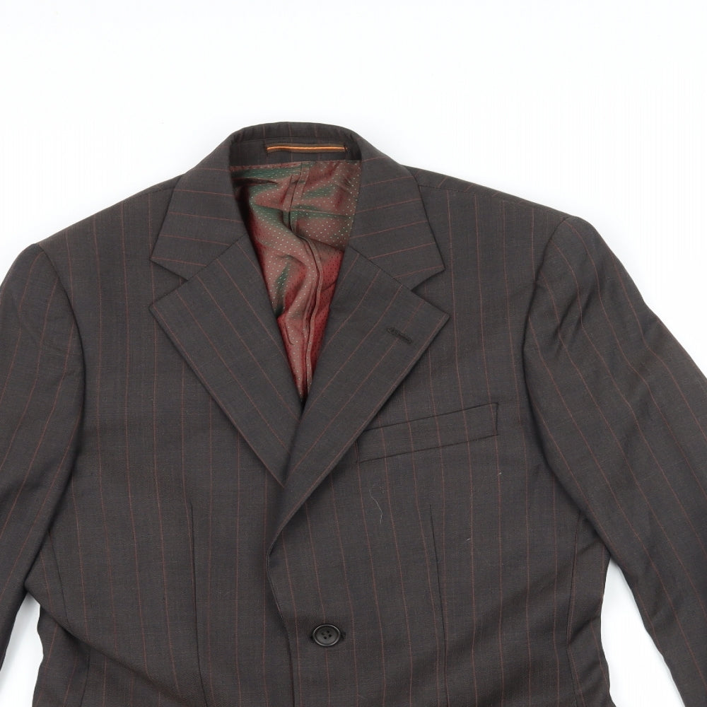 Topman Mens Brown Striped  Jacket Suit Jacket Size 36