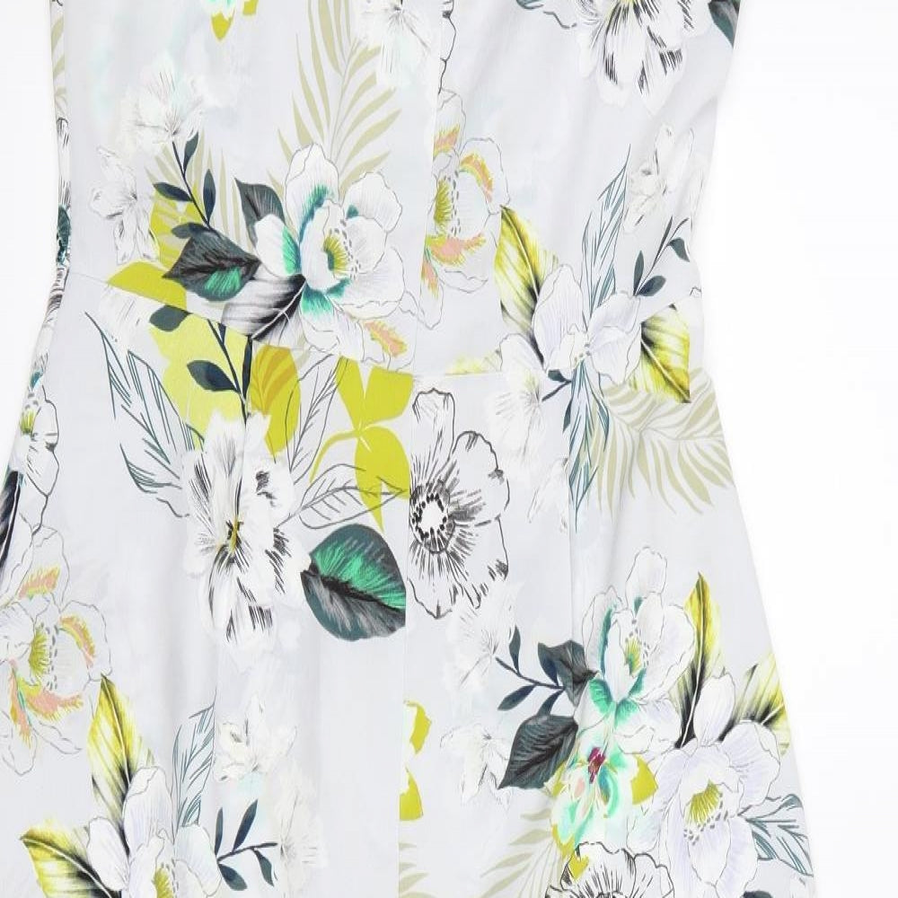 Primark Womens Grey Floral  Jumpsuit One-Piece Size 12 L25 in