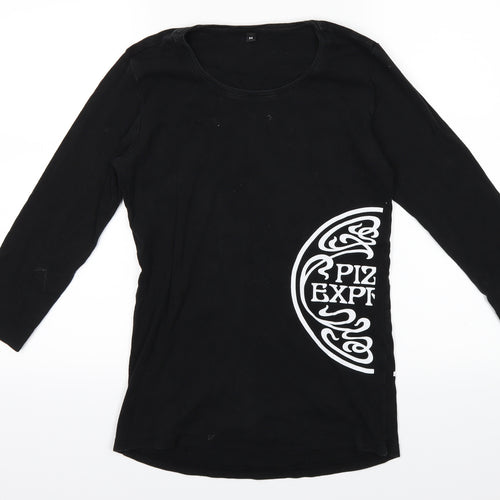 pizza express Womens Black Geometric  Basic T-Shirt Size M