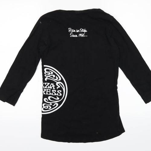 pizza express Womens Black Geometric  Basic T-Shirt Size M