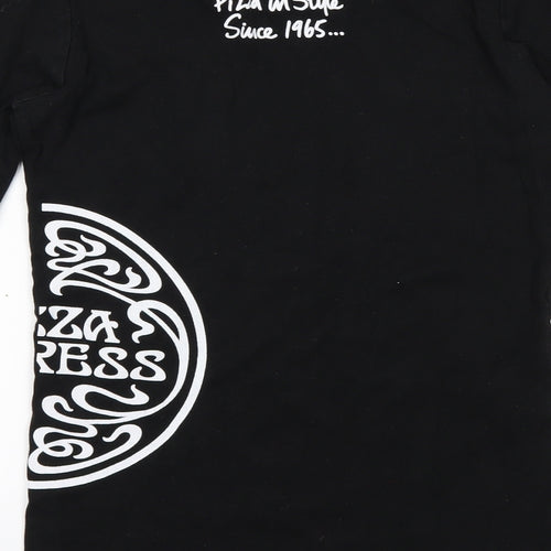 pizza express Womens Black Geometric  Basic T-Shirt Size M