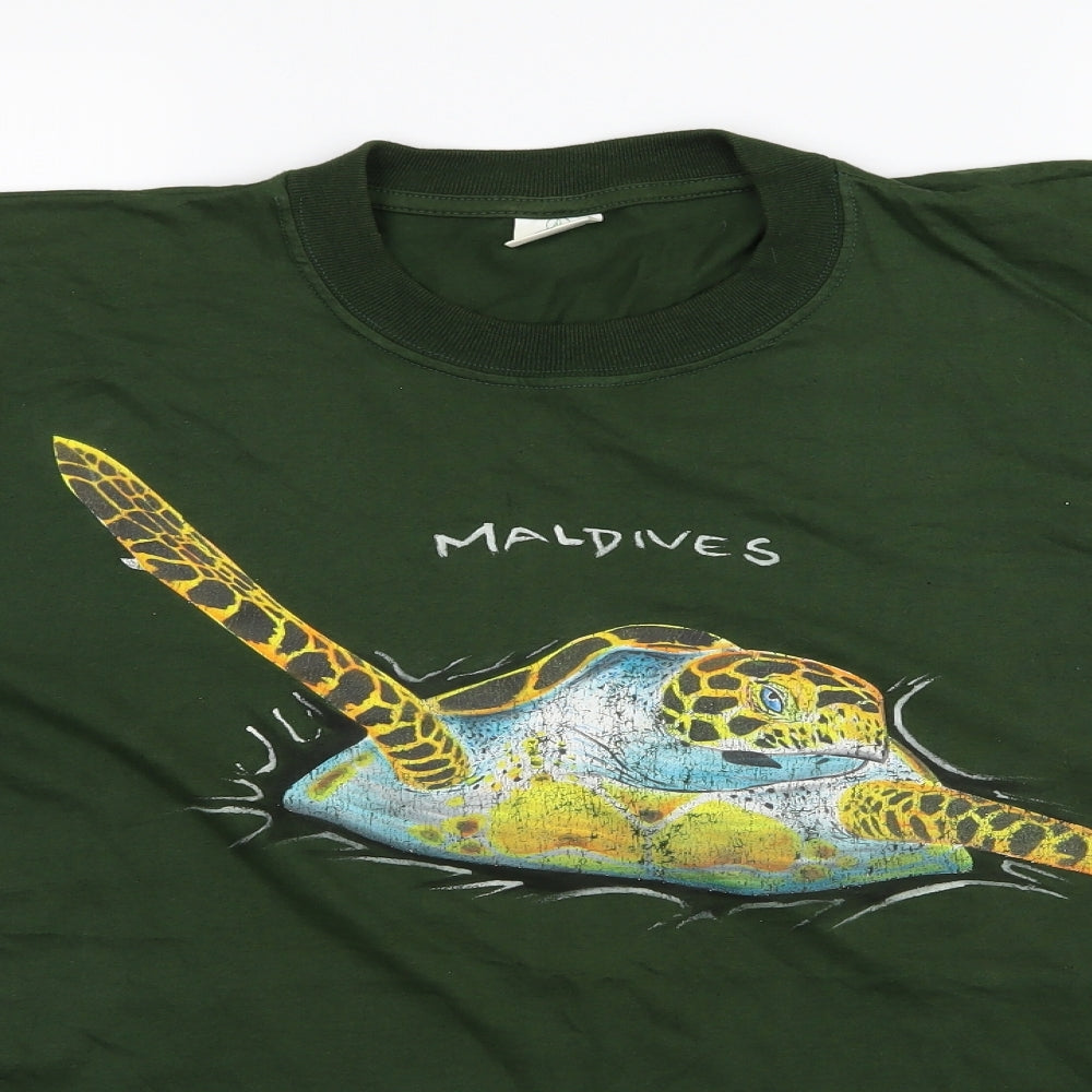 Preworn Mens Green  Jersey  T-Shirt Size 2XL  - Maldives
