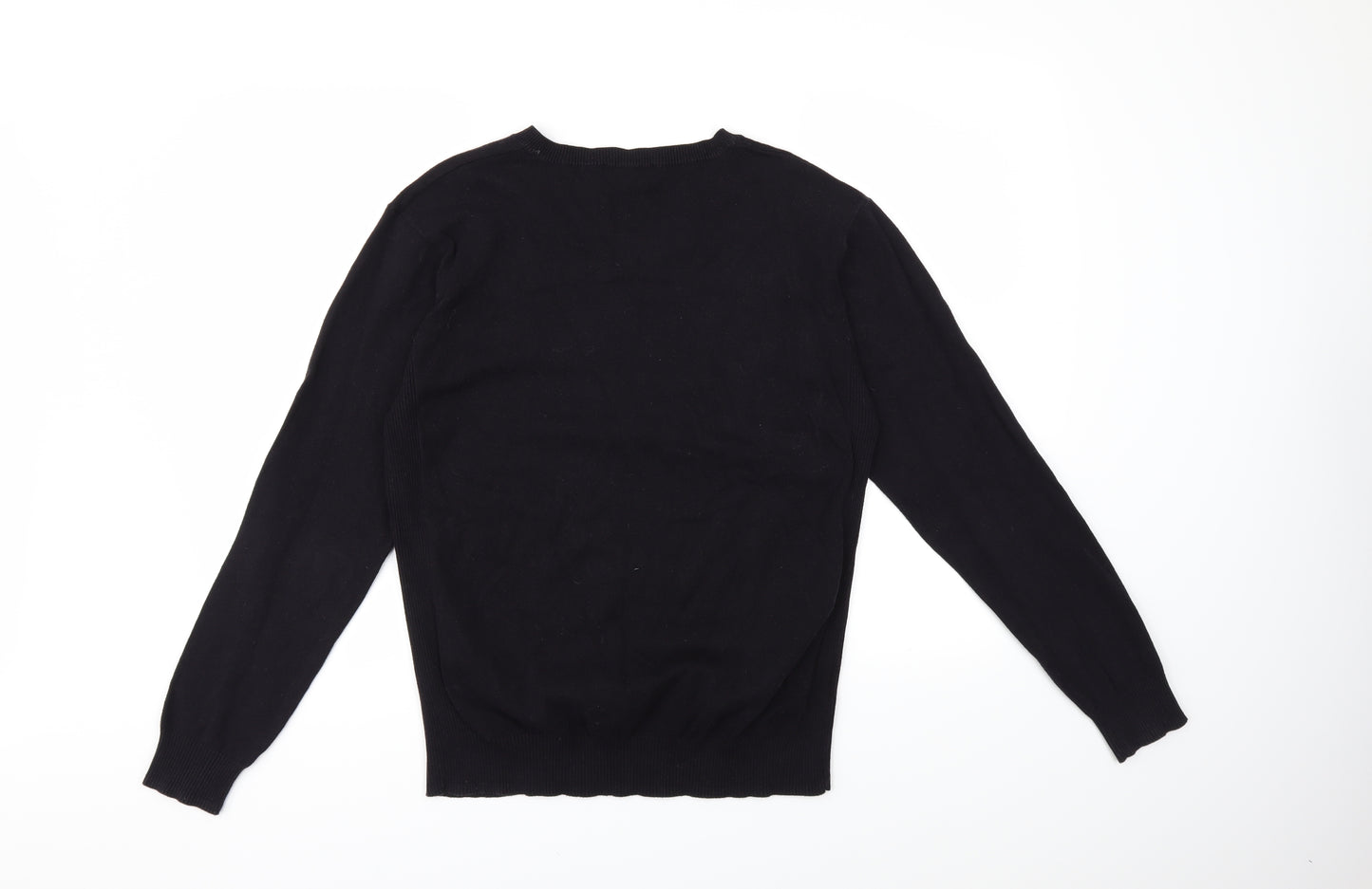 Easy Mens Black  Knit Pullover Jumper Size M