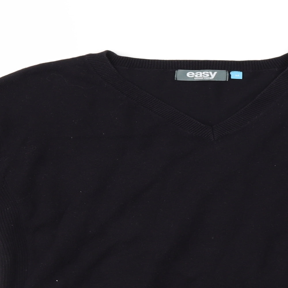 Easy Mens Black  Knit Pullover Jumper Size M