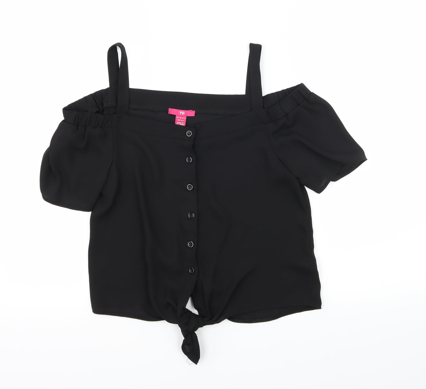 Young Dimesion Girls Black   Basic Button-Up Size 12-13 Years