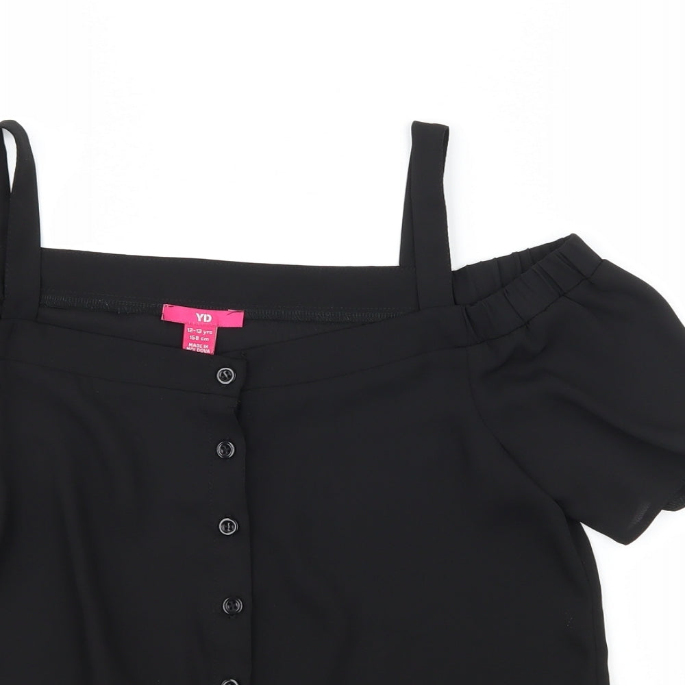 Young Dimesion Girls Black   Basic Button-Up Size 12-13 Years