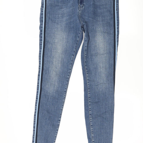 Khost Womens Blue Striped Denim Skinny Jeans Size 14 L27 in