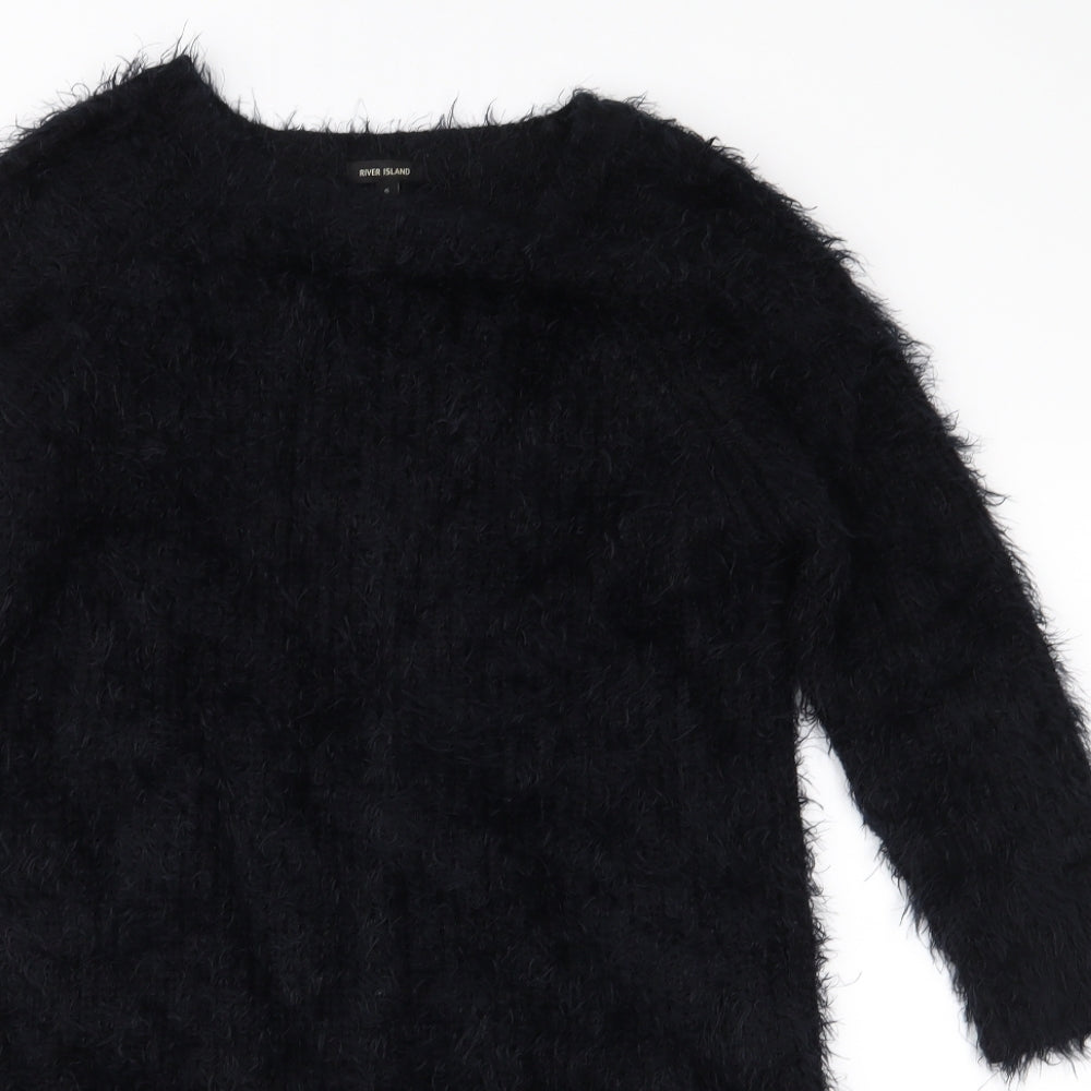 River Island Womens Black  Knit Jumper Dress  Size 6