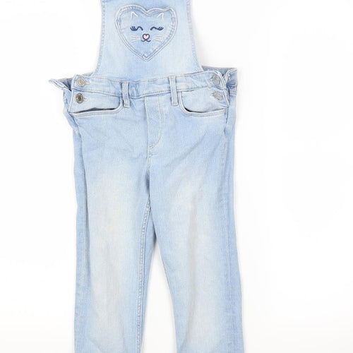 Primark Girls Blue  Denim Dungaree  Size 7-8 Years