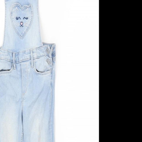 Primark Girls Blue  Denim Dungaree  Size 7-8 Years