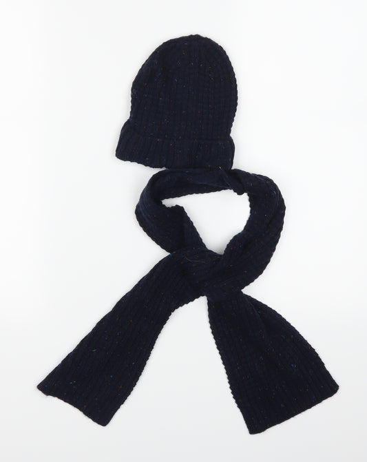 Marks and Spencer Boys Blue Plaid  Scarf  One Size  - Hat and Scarf