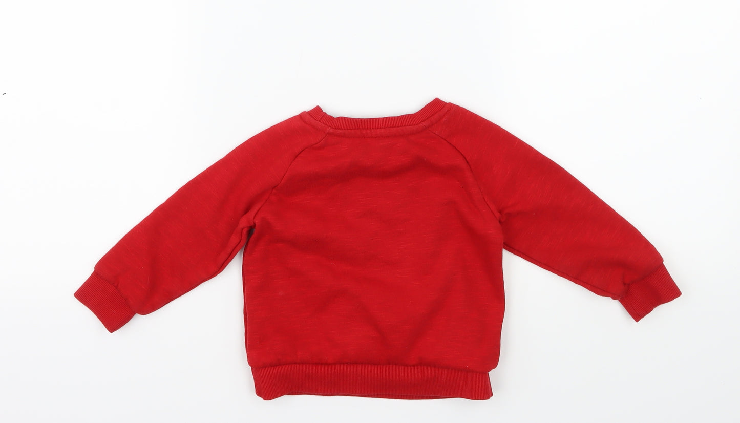 Primark Boys Red   Pullover Jumper Size 12-18 Months  - Slogan