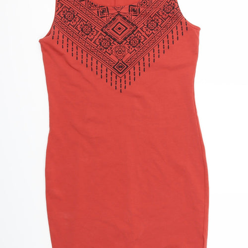 Amisu Womens Red Geometric  Bodycon  Size 12