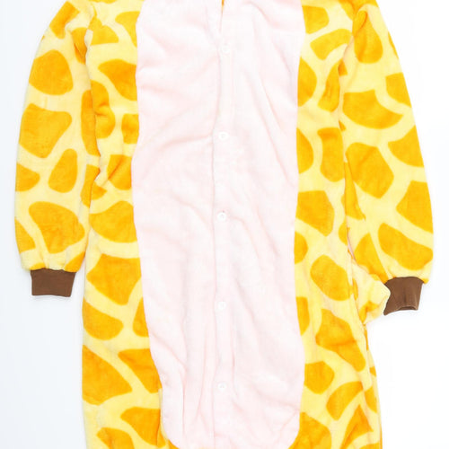 Preworn Mens Yellow Animal Print Fleece  One Piece Size S  - Girafffe