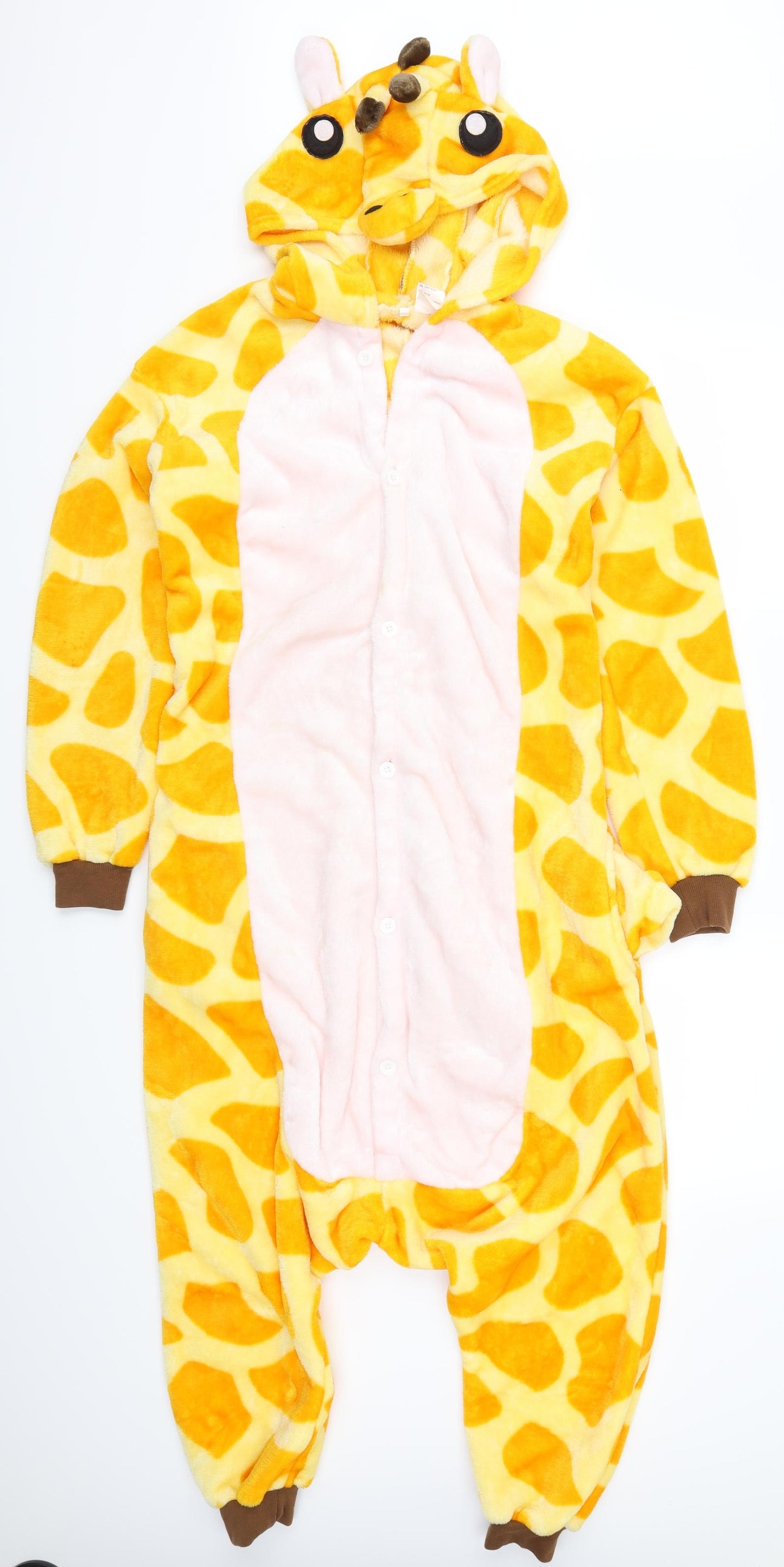 Preworn Mens Yellow Animal Print Fleece  One Piece Size S  - Girafffe