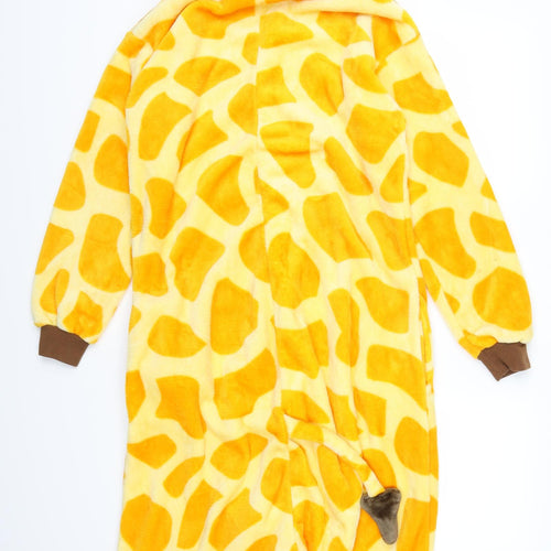 Preworn Mens Yellow Animal Print Fleece  One Piece Size S  - Girafffe