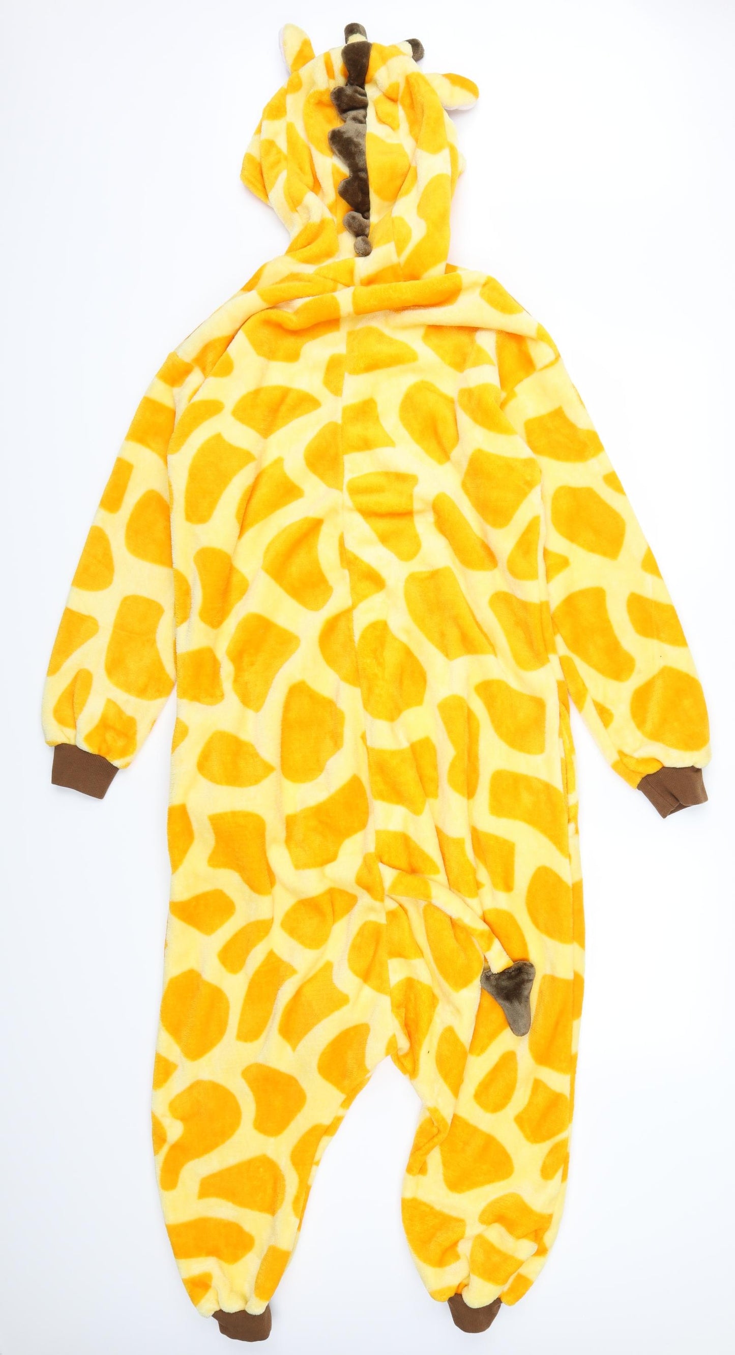 Preworn Mens Yellow Animal Print Fleece  One Piece Size S  - Girafffe