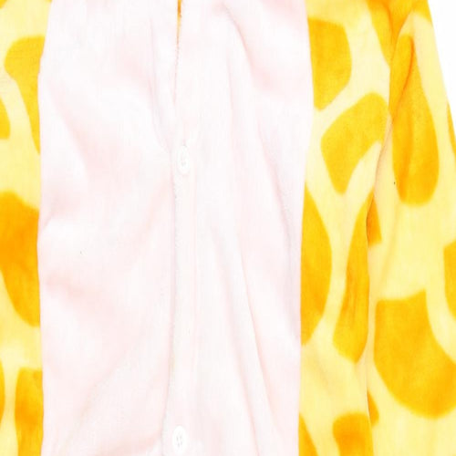 Preworn Mens Yellow Animal Print Fleece  One Piece Size S  - Girafffe