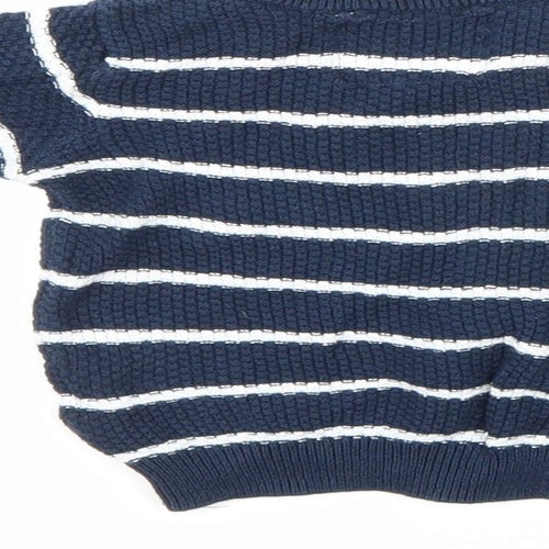 F&F Boys Blue Striped Knit Pullover Jumper Size 6-9 Months