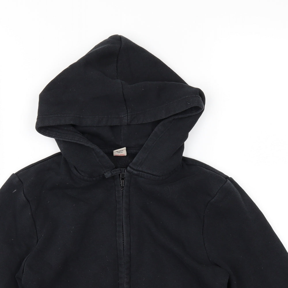 Preworn Boys Black   Full Zip Hoodie Size 5 Years