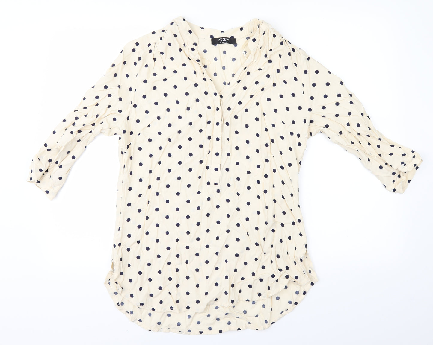 Moda Womens Ivory Polka Dot  Basic Blouse Size 12