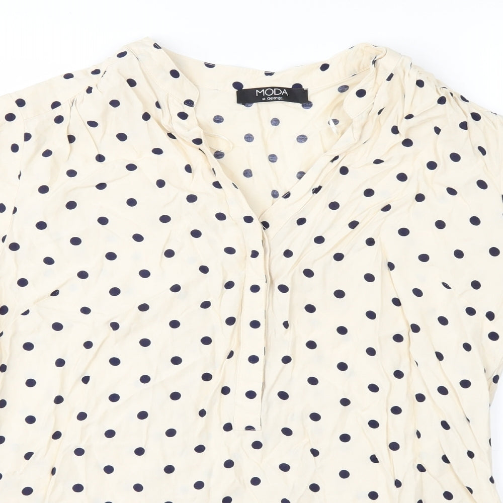Moda Womens Ivory Polka Dot  Basic Blouse Size 12