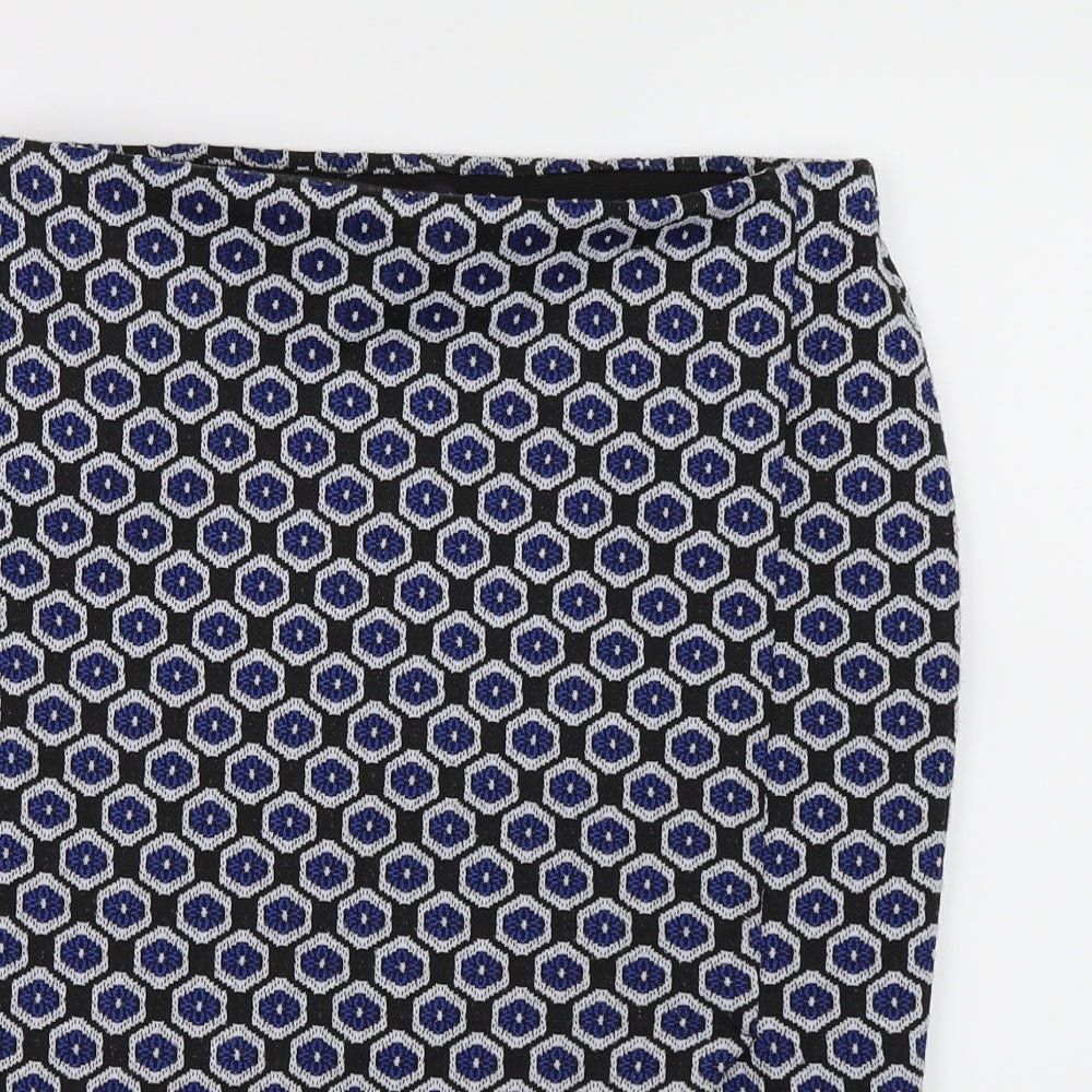 Marks and Spencer Womens Blue Geometric  A-Line Skirt Size 12