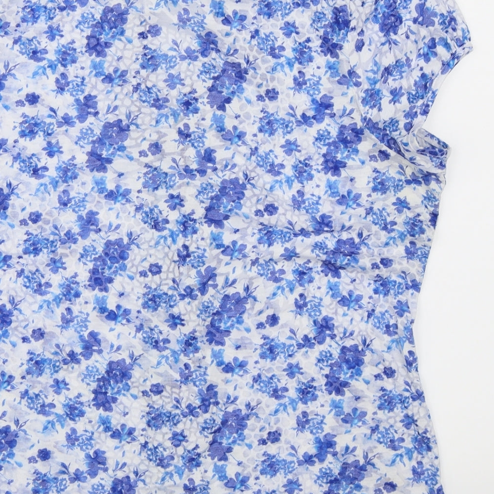 Per Una Womens Blue Floral  Basic Blouse Size 18