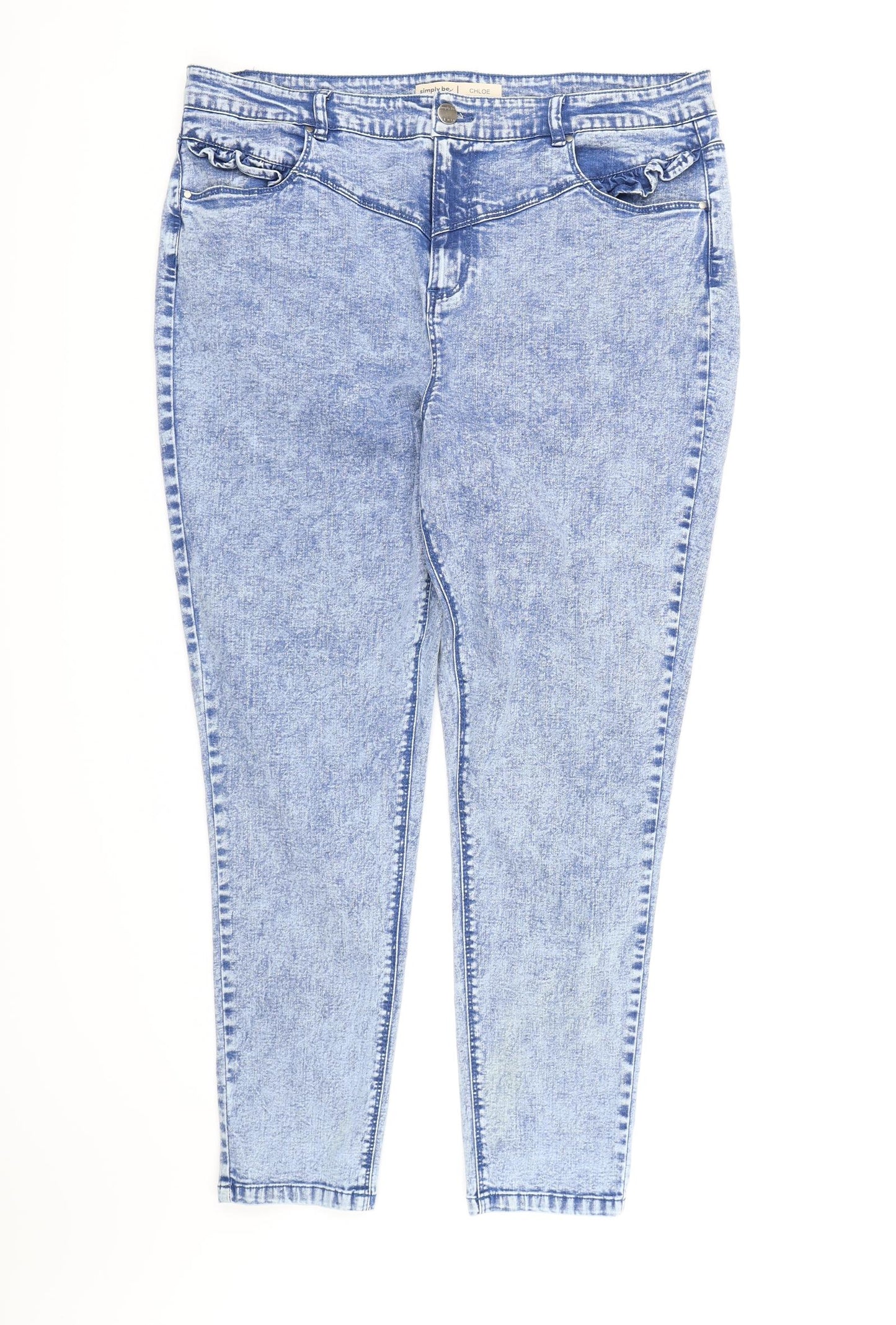 Simply Be Womens Blue  Denim Skinny Jeans Size 22 L26 in - Acid wash