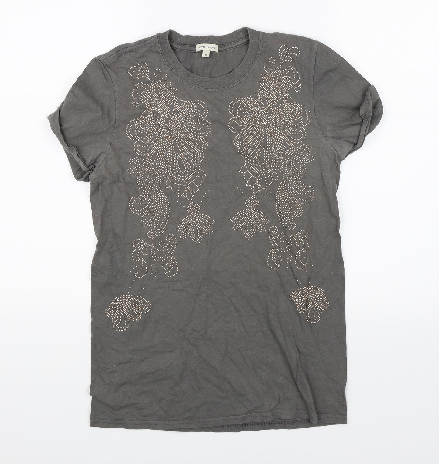 River Island Womens Grey   Basic T-Shirt Size 8