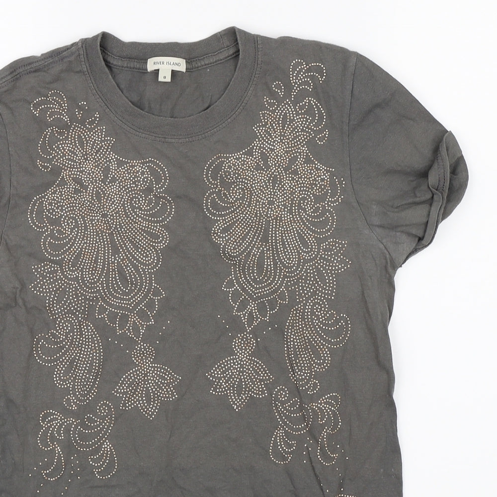 River Island Womens Grey   Basic T-Shirt Size 8