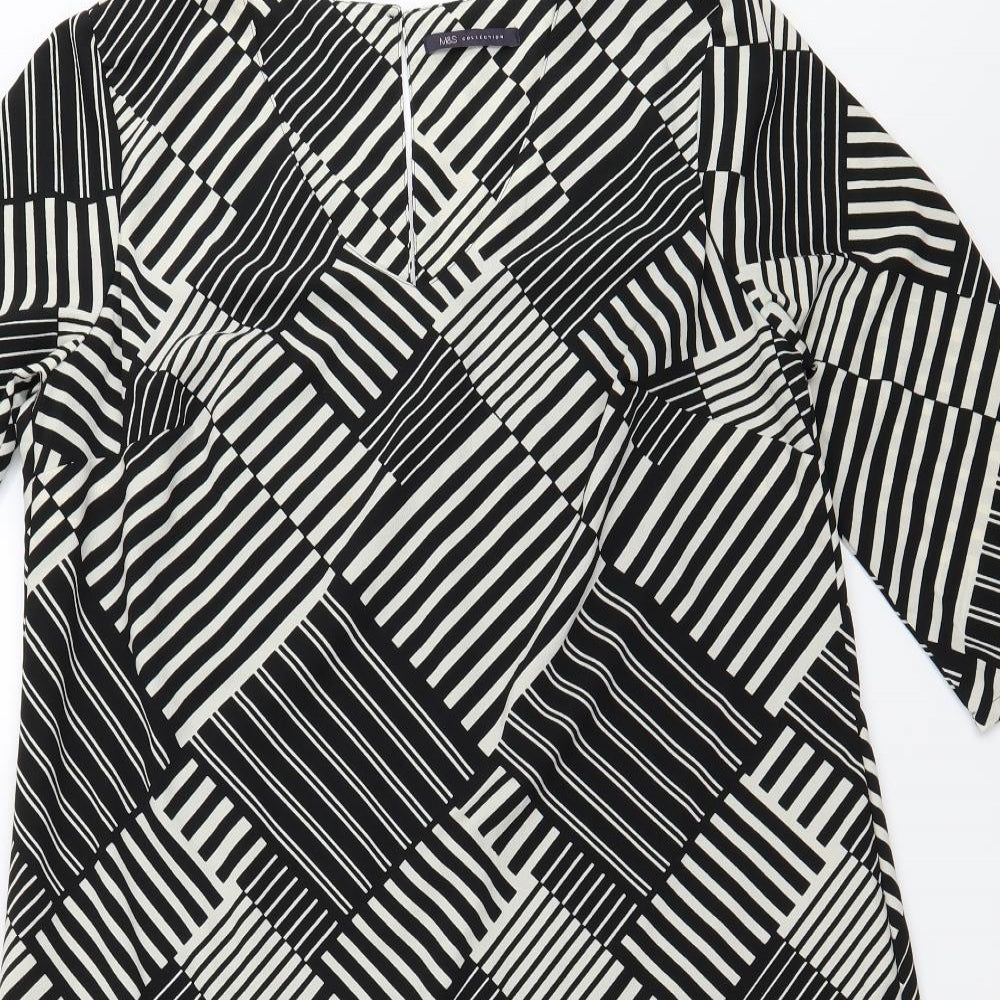 Marks and Spencer Womens Black Striped  A-Line  Size 16