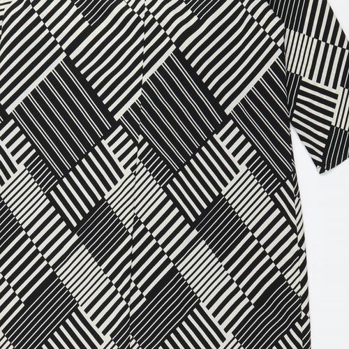 Marks and Spencer Womens Black Striped  A-Line  Size 16