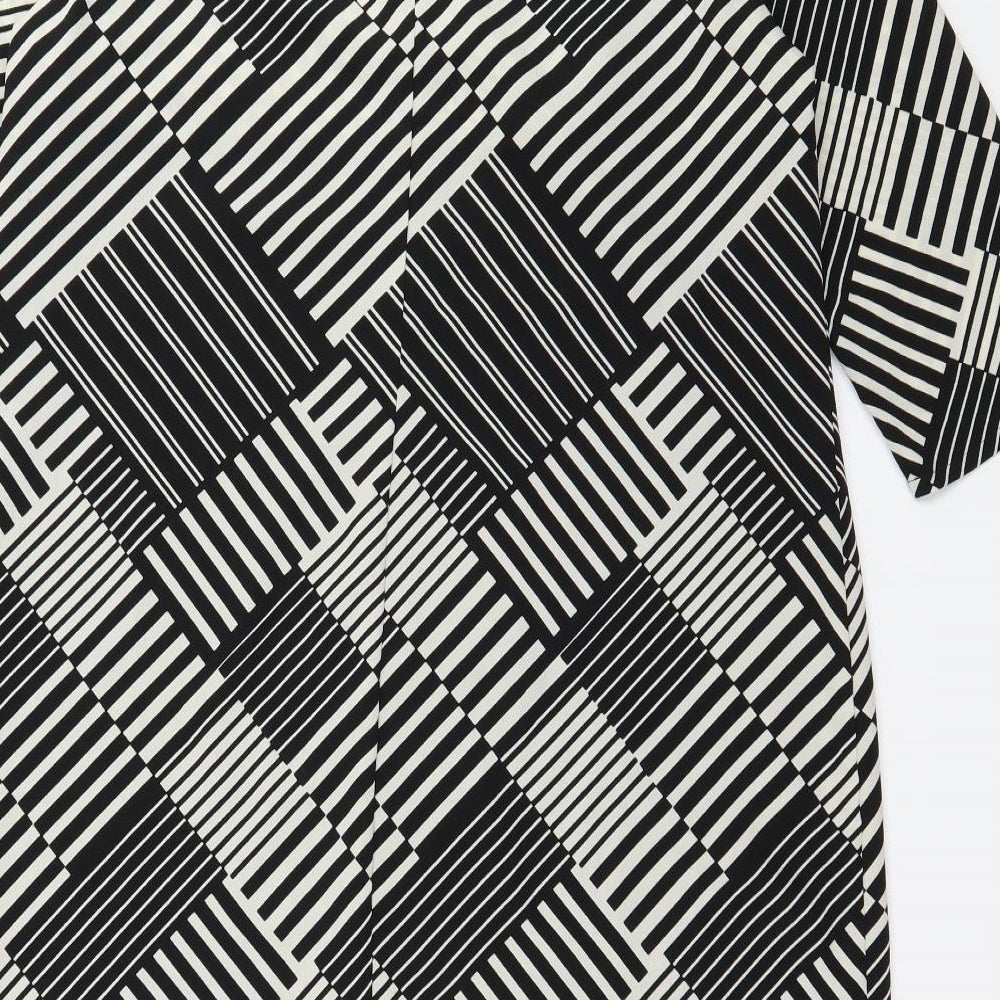 Marks and Spencer Womens Black Striped  A-Line  Size 16
