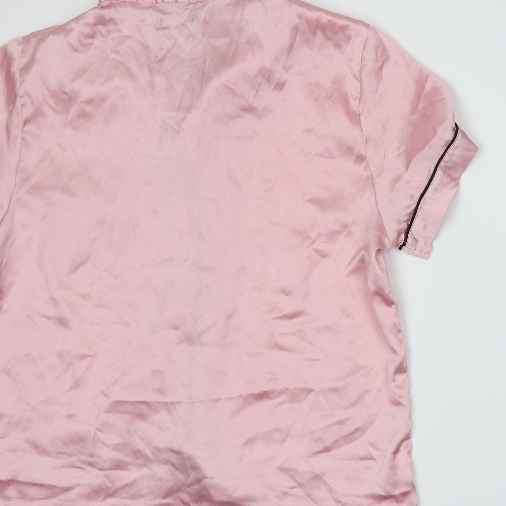PRETTYLITTLETHING Womens Pink  Satin Top Pyjama Top Size 10