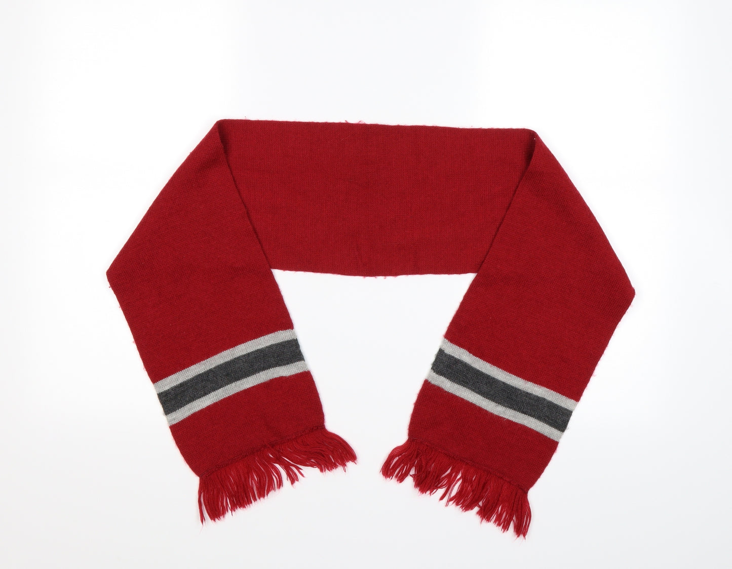 Preworn Boys Red Striped Knit Scarf  One Size