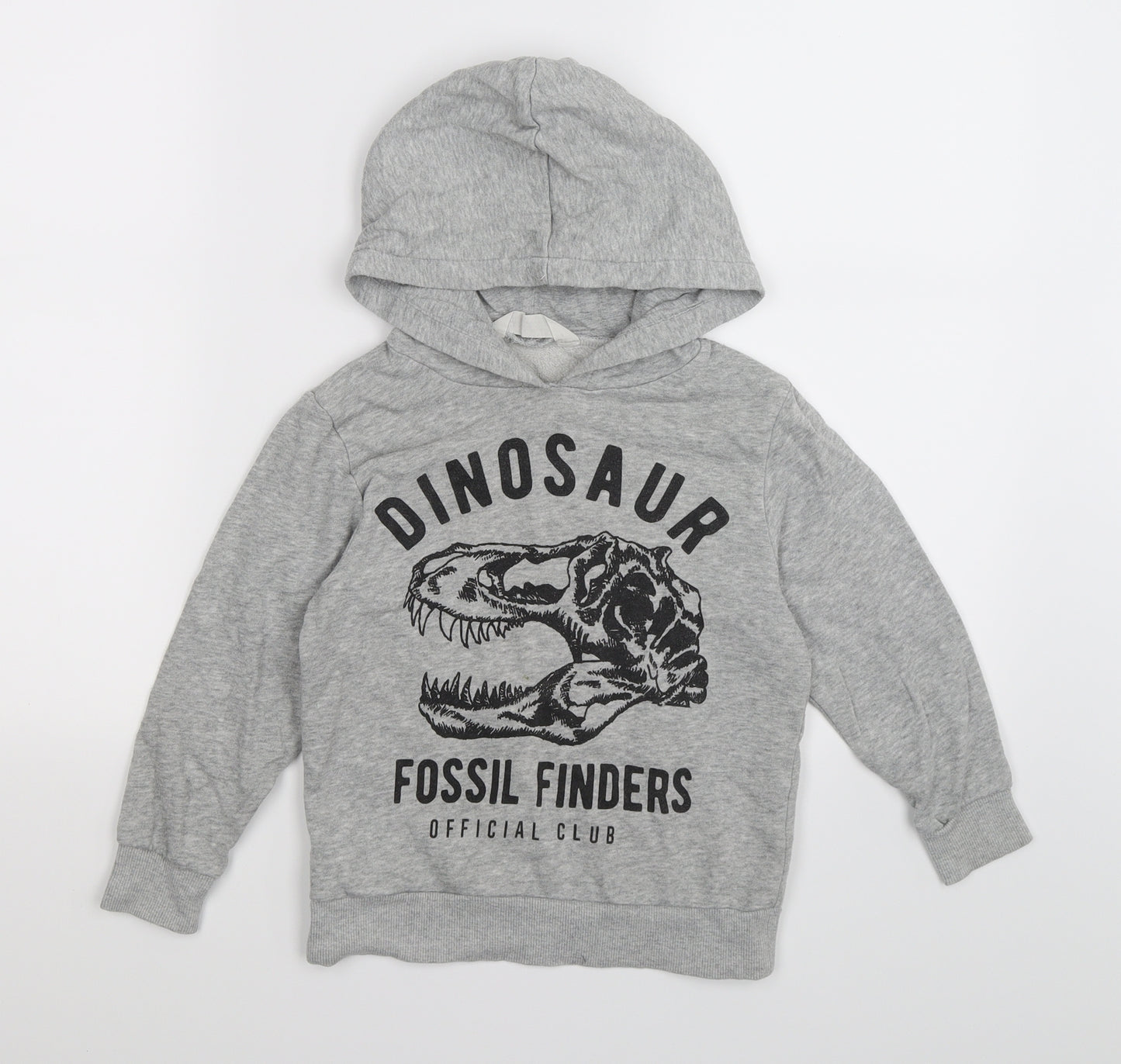 H&M Boys Grey  Jersey Pullover Hoodie Size 5-6 Years  - dinosaur