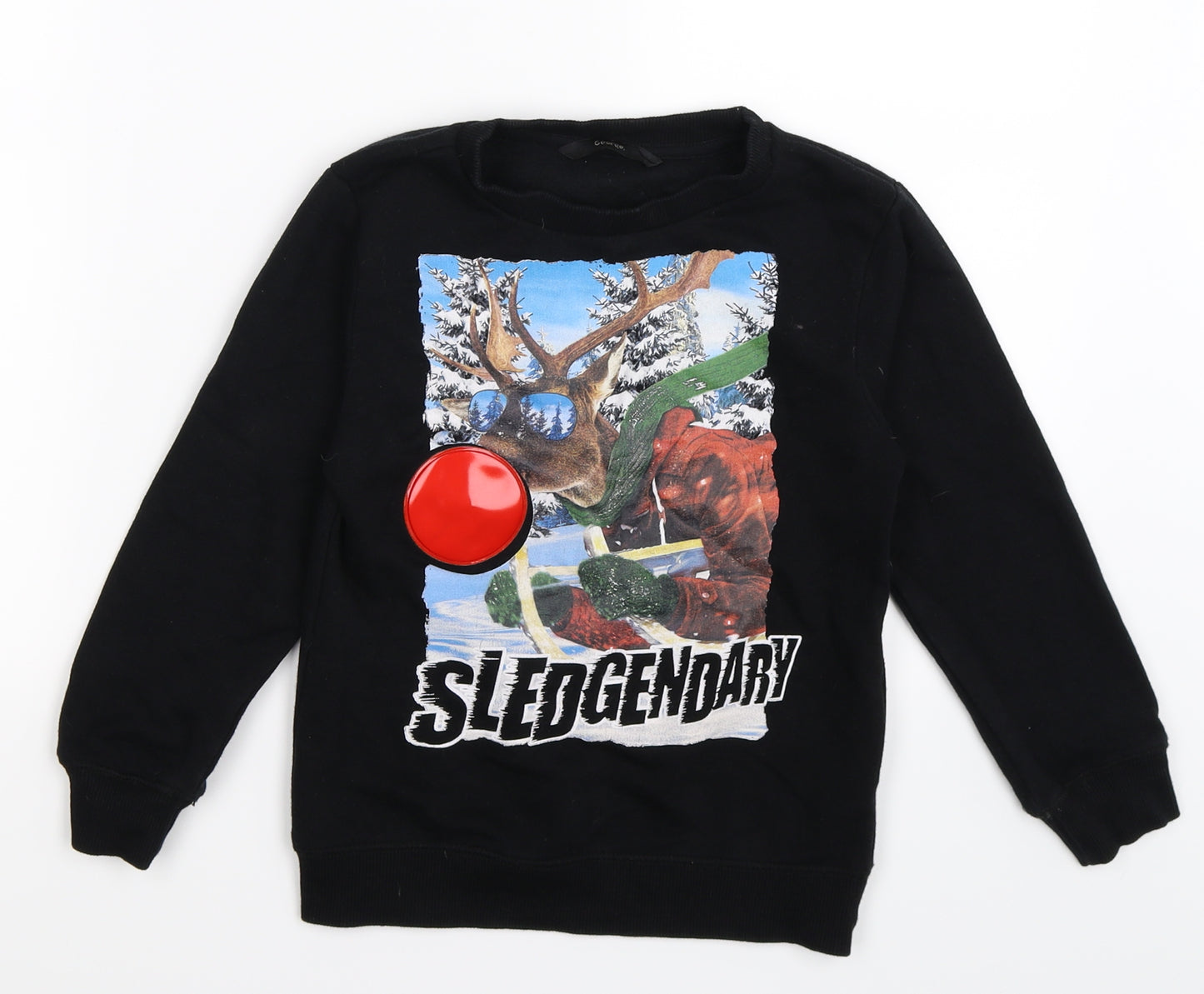 George Boys Black  Jersey Pullover Sweatshirt Size 6-7 Years  - christmas novelty