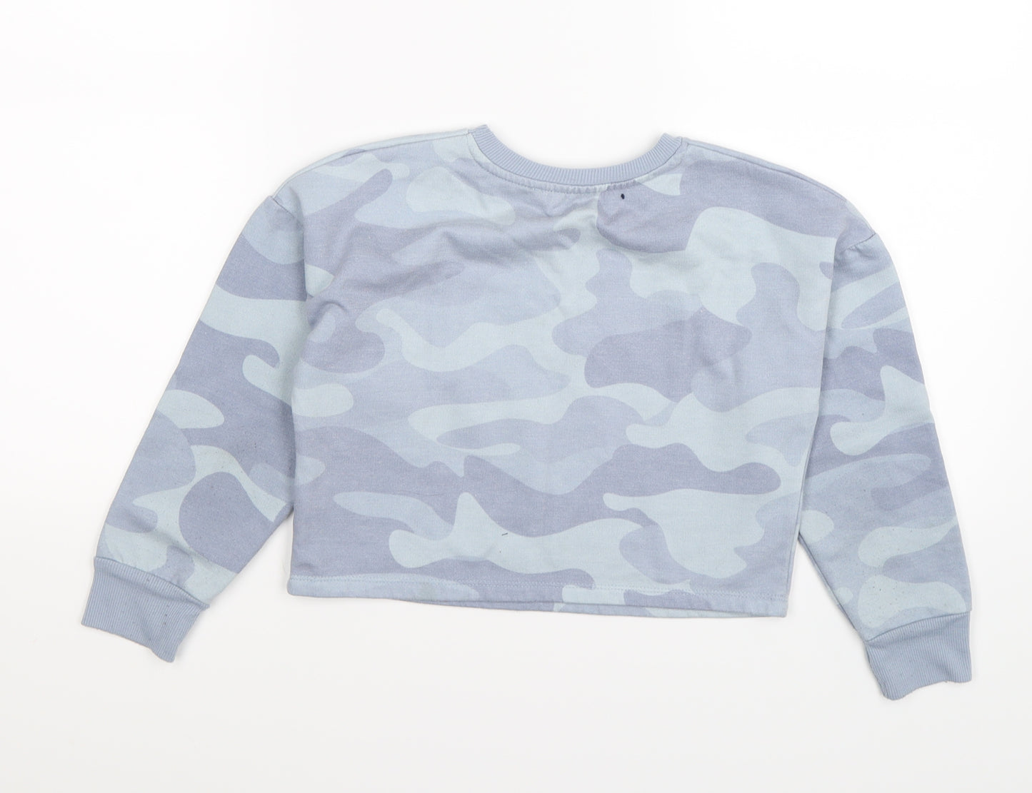 Primark Girls Blue Camouflage Jersey Pullover Sweatshirt Size 8-9 Years  - j'adore weekends