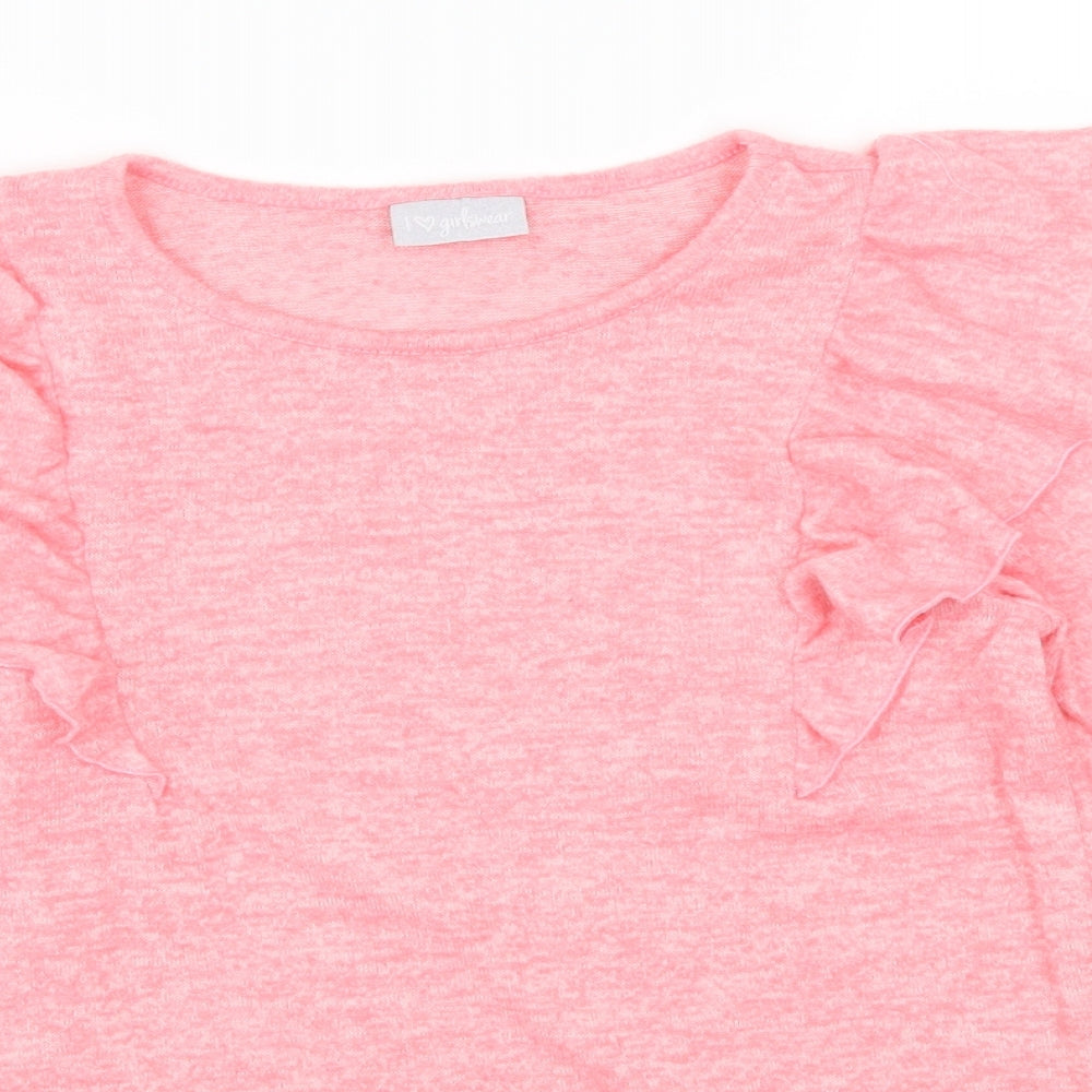Matalan Girls Pink   Basic T-Shirt Size 12 Years  - Frilled