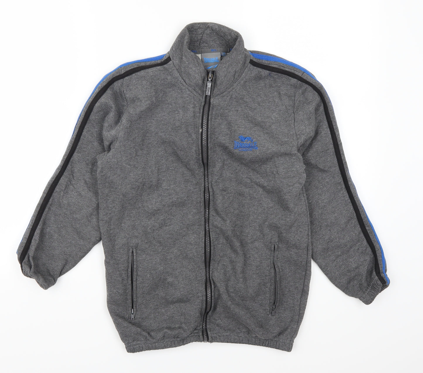 Lonsdale Boys Grey Striped  Full Zip Sweatshirt Size 7-8 Years