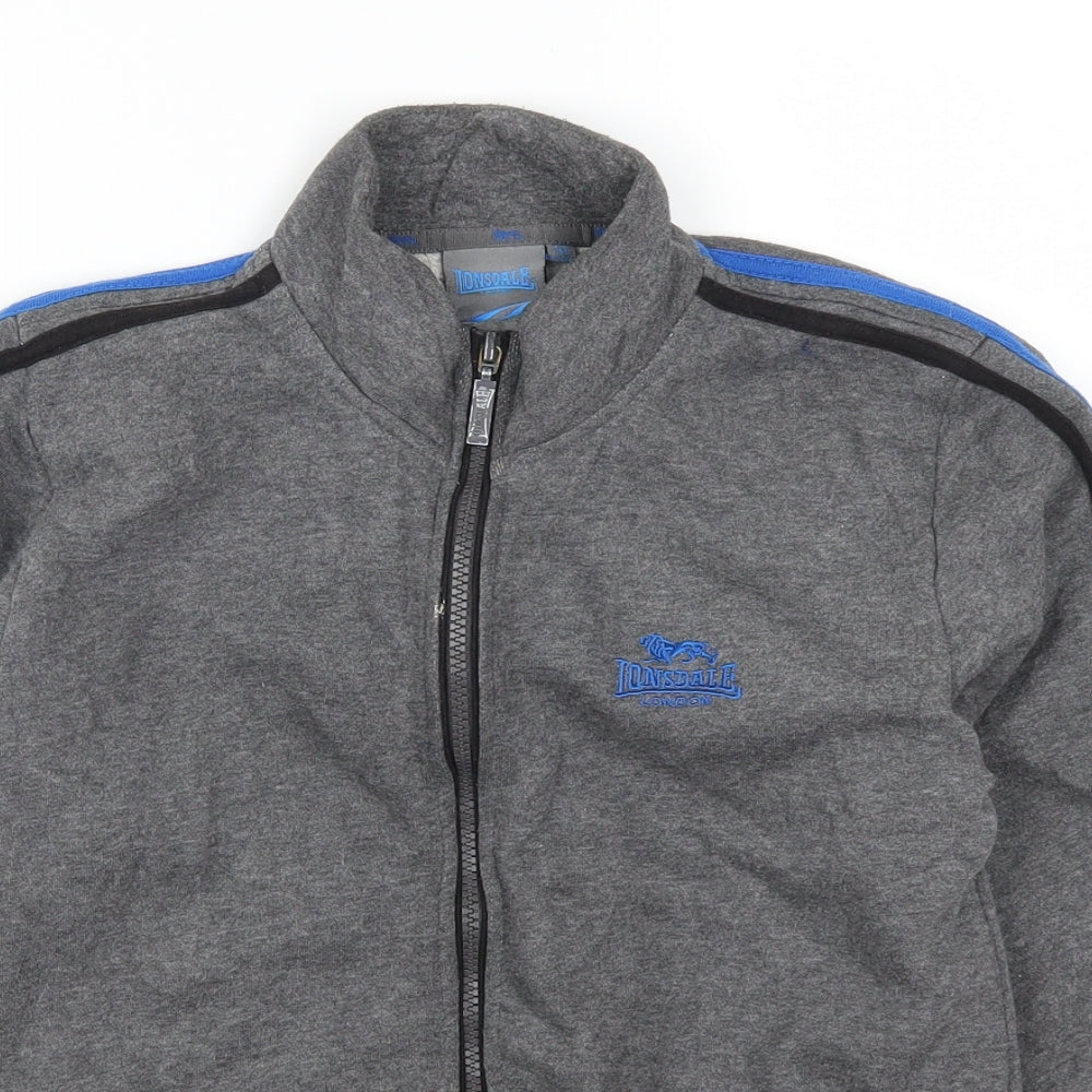 Lonsdale Boys Grey Striped  Full Zip Sweatshirt Size 7-8 Years